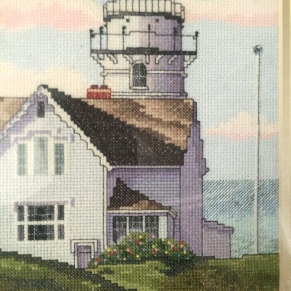 Framed CAPE ELIZABETH Lighthouse, Maine Completed Cross Stitch - Picture 2 of 4